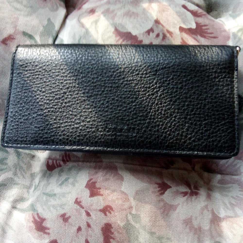 Coach Pebbled Black Leather Wallet/Clutch